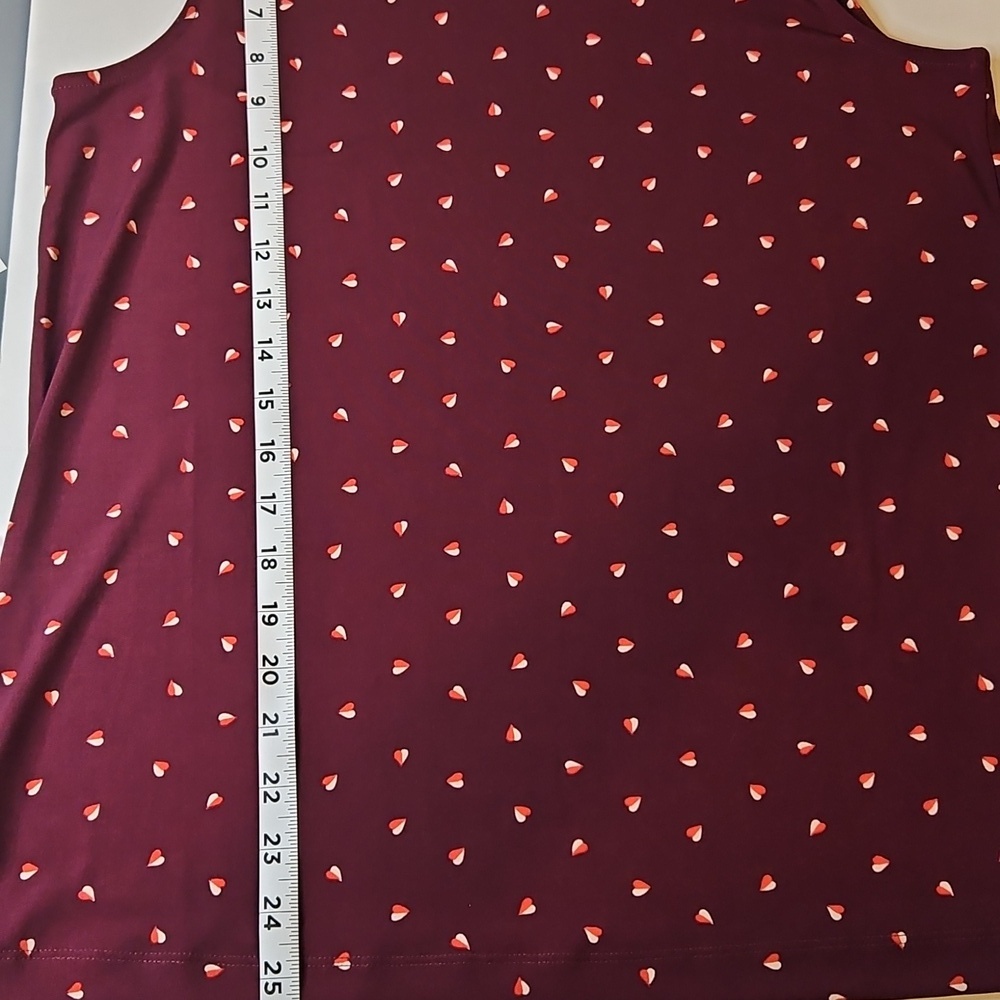 Banana Republic Maroon Heart Print Cowlneck Sleeveless Blouse Medium - Picture 9 of 9